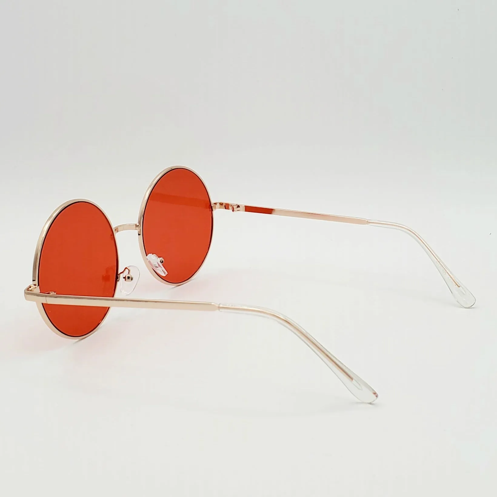 Round 2 1/4” Metal Frame Sunglasses - Red