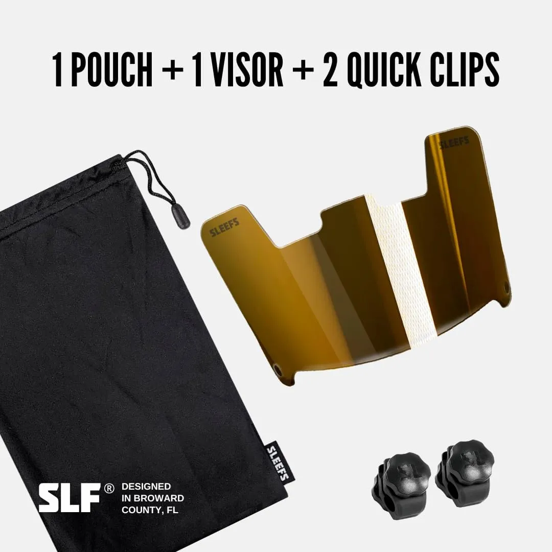 SLEEFS Football Helmet Visor - Tinted Professional Football Visor/Shield - Fits Youth & Adult Helmets - Includes Quick Visor Clips   Microfiber Travel Bag