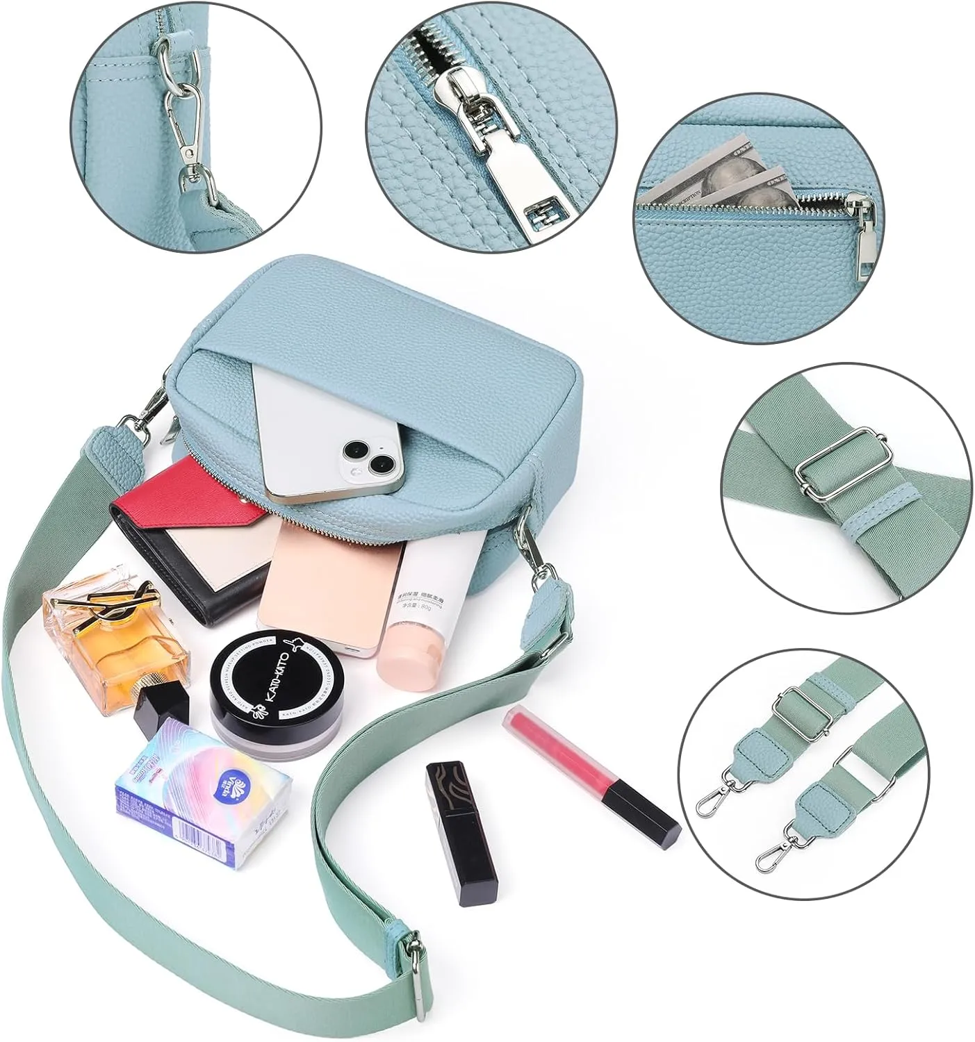 Small Crossbody Purse Leather Crossbody Bags for Women Fashion Handbag Cell Phone Crossover Shoulder Bag for Women