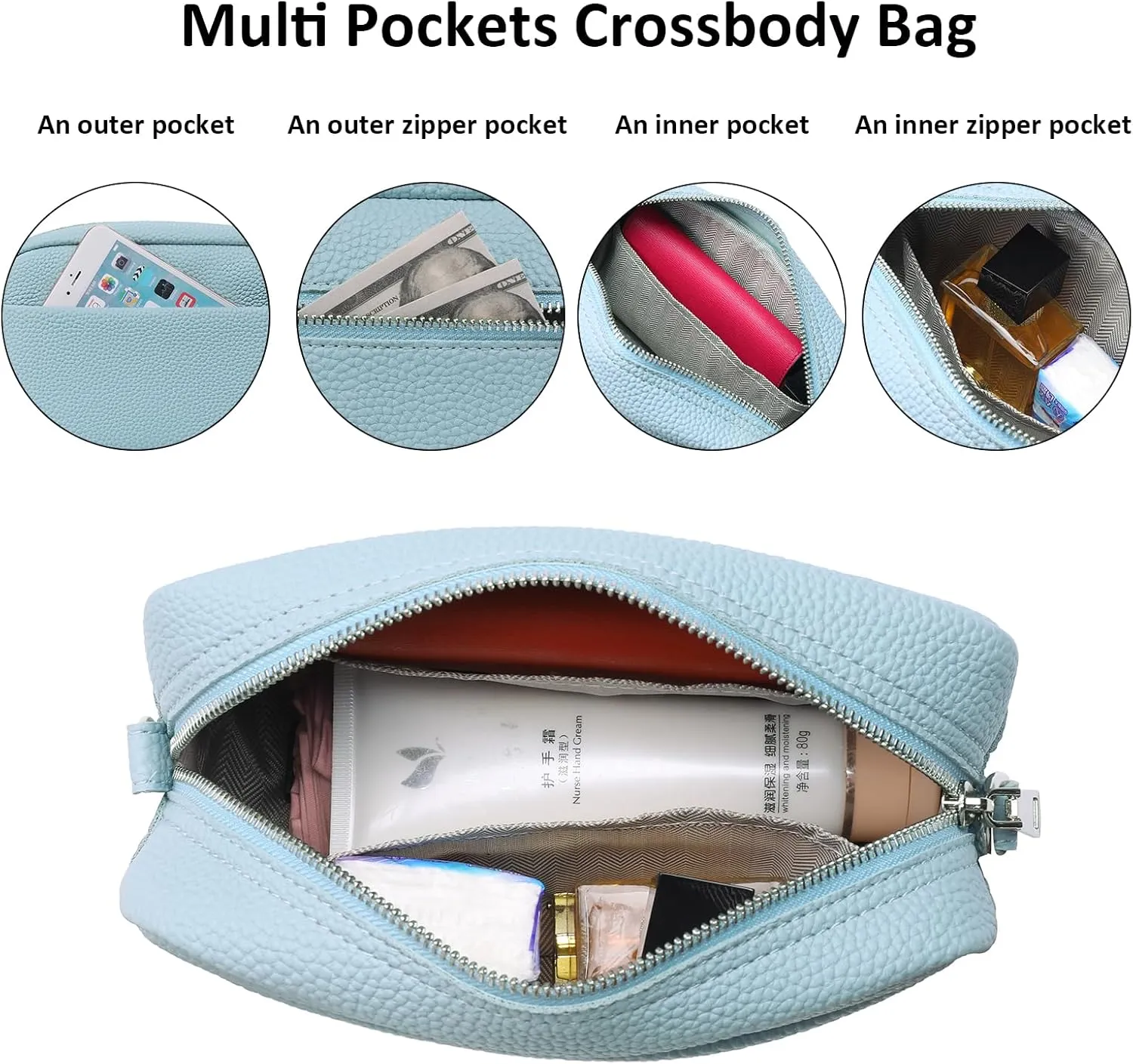 Small Crossbody Purse Leather Crossbody Bags for Women Fashion Handbag Cell Phone Crossover Shoulder Bag for Women
