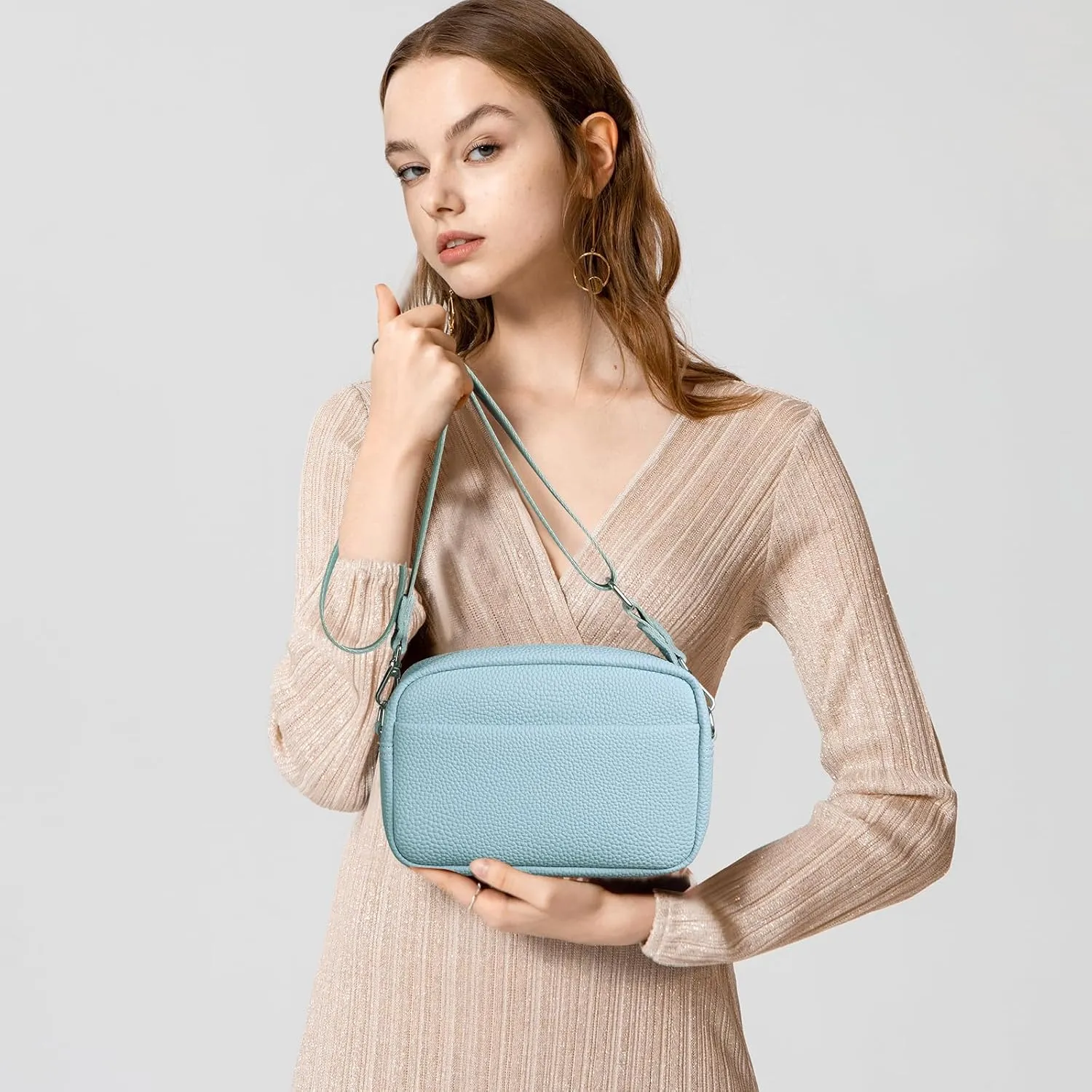 Small Crossbody Purse Leather Crossbody Bags for Women Fashion Handbag Cell Phone Crossover Shoulder Bag for Women