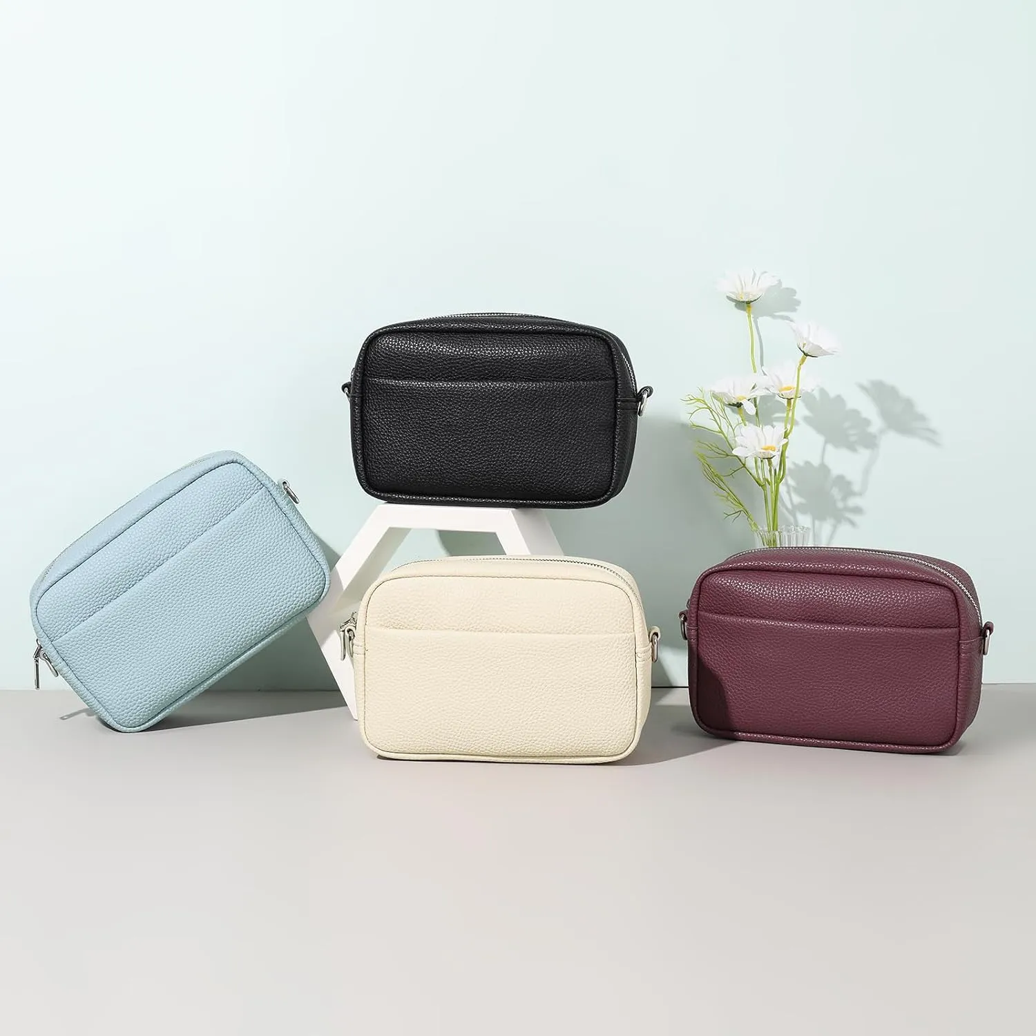 Small Crossbody Purse Leather Crossbody Bags for Women Fashion Handbag Cell Phone Crossover Shoulder Bag for Women