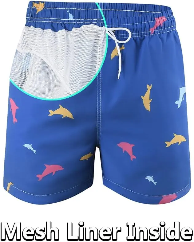 SNOW DREAMS Mens Swimming Trunks 5 inch Swim Shorts Qucik Dry Bathing Suits Lightweight