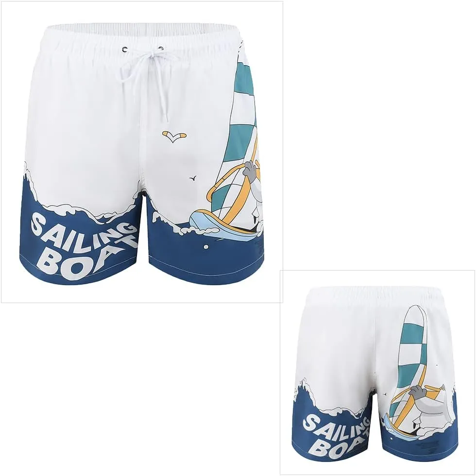 SNOW DREAMS Mens Swimming Trunks 5 inch Swim Shorts Qucik Dry Bathing Suits Lightweight