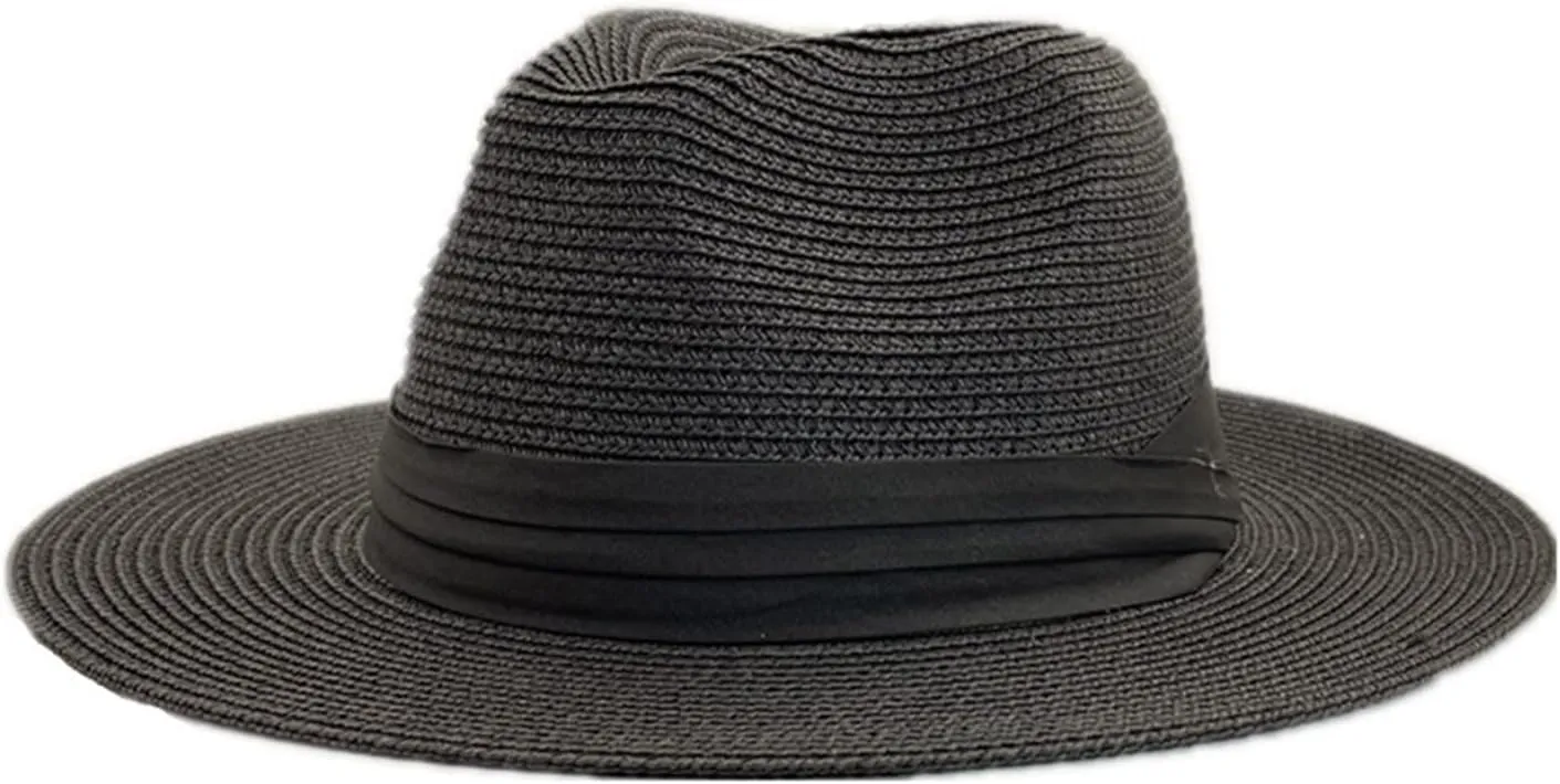 Straw Panama Sun Hats for Women Men Summer Wide Brim Fedora Beach Hat Unisex Uv Protection Sunshade Cap Sun Hat