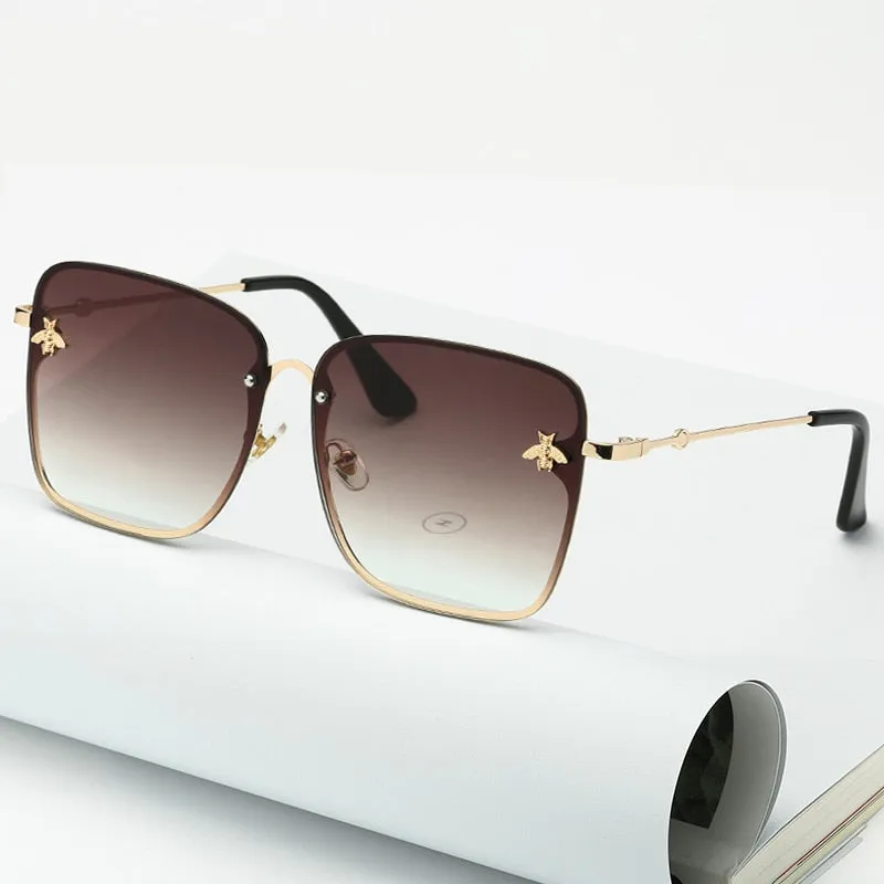 Sunglasses Women Fashion Oversize Rimless Square Bee UV400