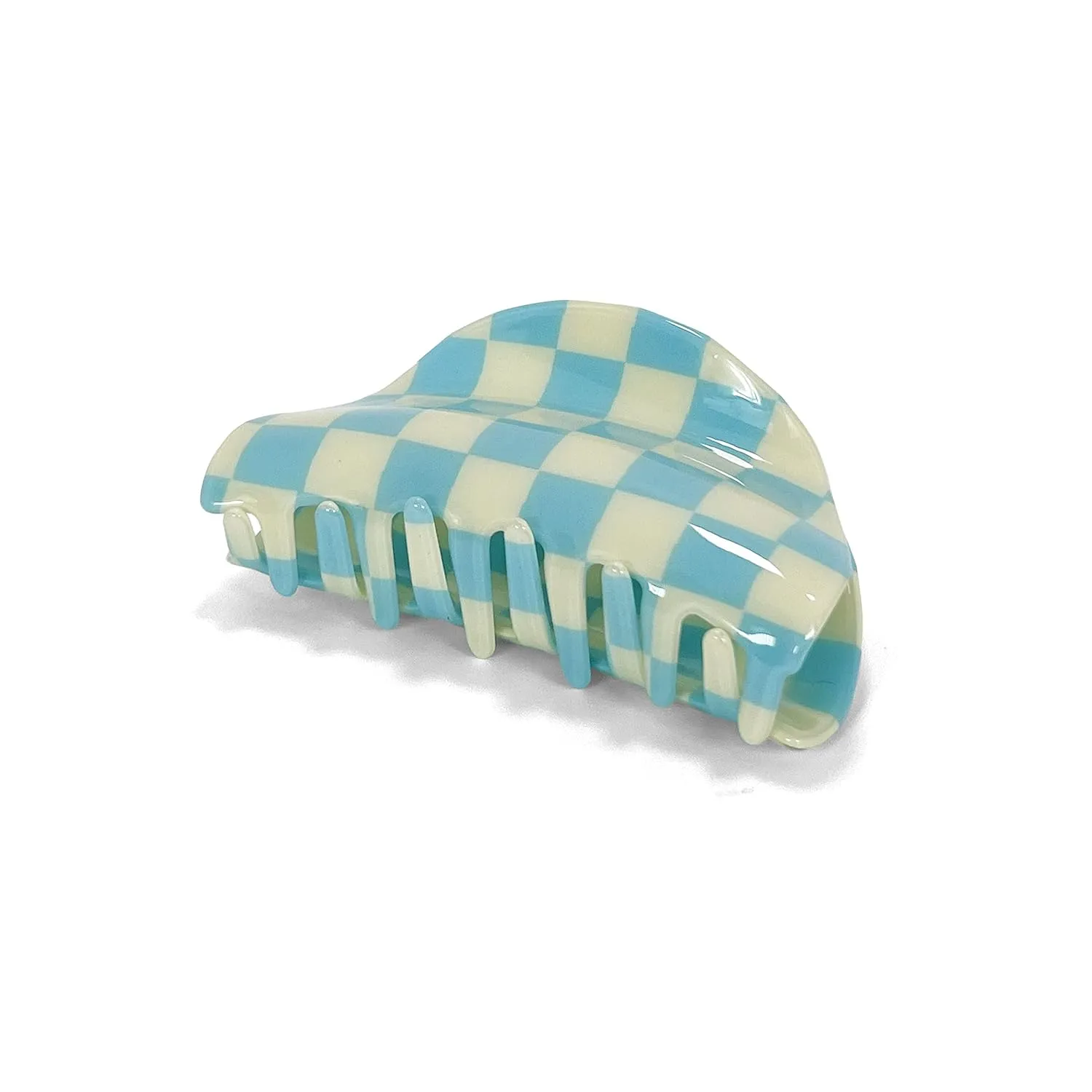 Two Oh One Checkered Hair Clip Claw Acrylic Strong Hold Women's Accessory for all Hair Type, Blue