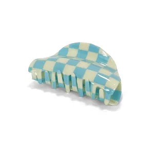 Two Oh One Checkered Hair Clip Claw Acrylic Strong Hold Women's Accessory for all Hair Type, Blue