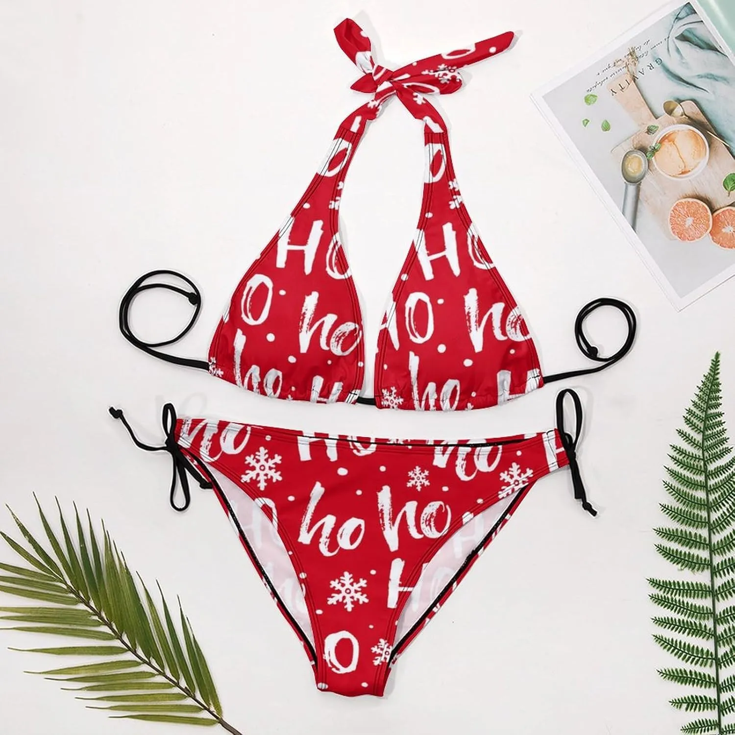 Womens 2 Piece Swimsuits Halter String Bikini Sets, Low Waisted Bathing Suits Sexy Triangle Tie Side Swimwear