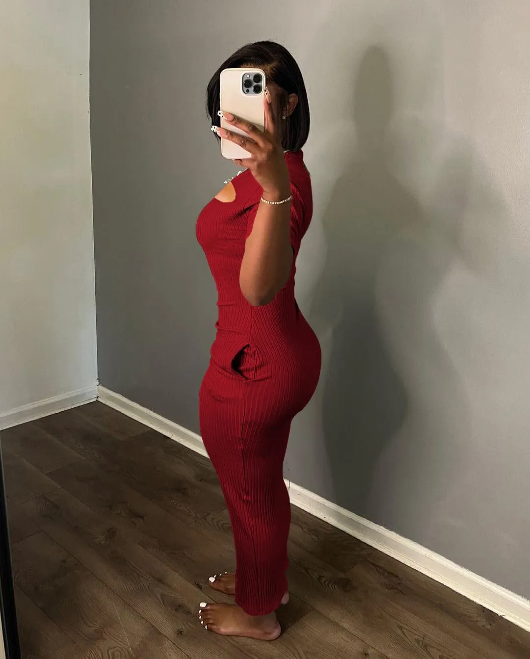 Women's Casual Short Sleeve Dress T Shirt Bodycon Dresses Ribbed V Neck Maxi Sundress Basic Party Club Dress with Pocket