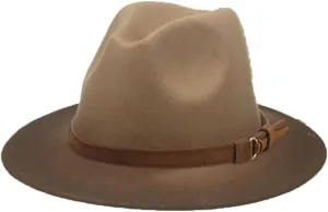 Women's Fedora Hats Gradient Color Red Blue Patchwork Hat Casual Belt Hip Hop Panama Hats