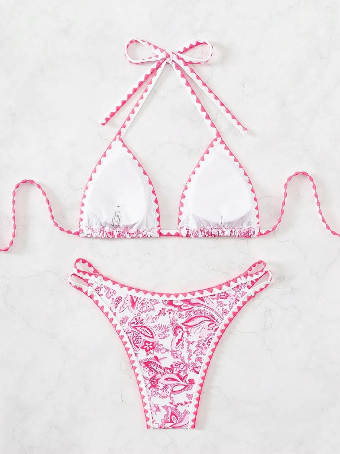Women's Floral Printed Bathing Suit Halter Paisley Summer Swimsuit Bikinis Set