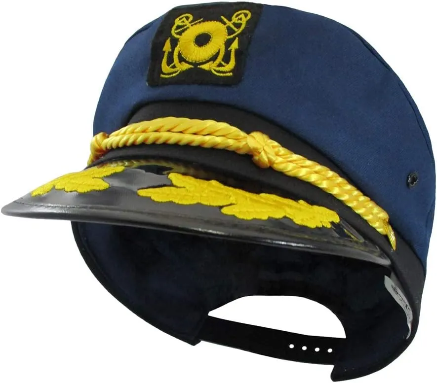 Yacht Skipper Hat Ship Captain Cap Costume Sailor Boat Ship Captains,Navy,Adjustable