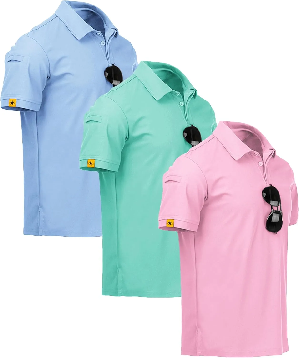 ZITY 3 Pack Mens Polo Shirt Short Sleeve Sports Performance Business Casual Golf Shirts for Men Collared Tactical T-Shirts